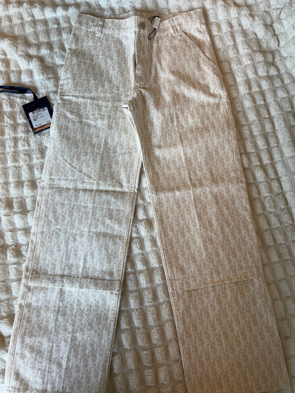Dior Kids Cream Monogram Straight-Leg Pants